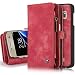 Produktbild iPhone/Samsung Leder Handytasche Case Hülle Geldbörse mit Kartenfach abnehmbar Magnet Handy Schutzhülle für Samsung Galaxy S7 in Rot