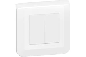 Legrand - Double interrupteur ou va-et-vient Mosaic 10A blanc complet avec plaque et fixation à griffes