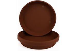 Home Garden Ornaments Plant Pot Saucers Strong Drip Tray Round Tray Plastic Trays Set of 5 (Brown, Diameter: 27cm)