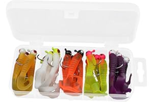 TOPHOMER Fishing Soft Lures Set, Fishing Tackle Jig Heads Hooks Bionic Worms Fish Baits for Bass Trout Pikes, 20 Pack