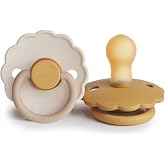 FRIGG Chupete de l&aacute;tex Daisy | Paquete de 2 | Chupete de goma natural con bloque de margaritas | pez&oacute;n sim&eacute;trico en forma de