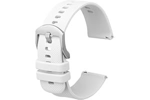 Anbeer Bracelets de Montres en Silicone pour Femme Homme, 16mm Bracelets de Montre en Caoutchouc à Déclenchement Rapide,Blanc