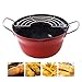 Produktbild MAIFENGLE Bratpfanne Pfannen Kochen Töpfe Friteuse und Bequeme Induktionsherd Offenes Feuer verfügbar, Mit abgelassenem Regal, gebratenen Hähnchenschenkeln, Pommes Frites Edelstahl, rot 20CM
