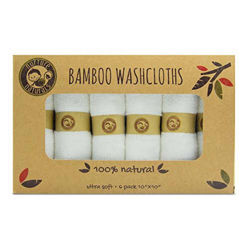 Nurture Naturals Baby Waschlappen Aus Bambus, Tüchern für Babies, farbstofffrei, 25 cm x 25 cm, 6ser Packung-Perfekt Baby Tücher