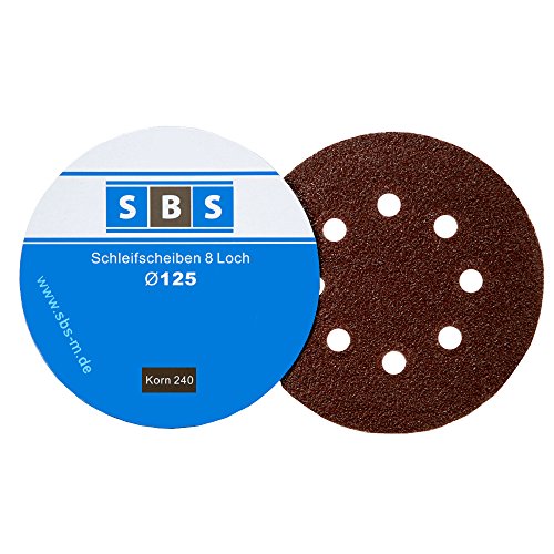 50 Stück SBS Klett-Schleifscheiben Ø 125 mm Körnung 240 für Exzenter-Schleifer 8 Loch