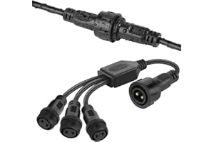 vsshe Złącze rozdzielacza do lampek bożonarodzeniowych, wodoszczelność IP65, 1 do 3 w kształcie litery Y, dwupinowe złącza przedłużające do kabli przedłużających kaliber 16 mm, lampki kurtynowe