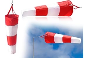 AOYEGIC Manche à air pour extérieur,girouette pour Le Jardin,Sac à Manche à air,indicateur de Direction du Vent pour la Mesure du Vent avec Ceinture en Polyester rayée(Rouge et Blanc,80 cm)