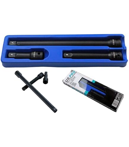 US PRO 3-teiliges Verlängerungsstab Set 1/2" – 75, 125, 250 Mm Für Schlagschrauber