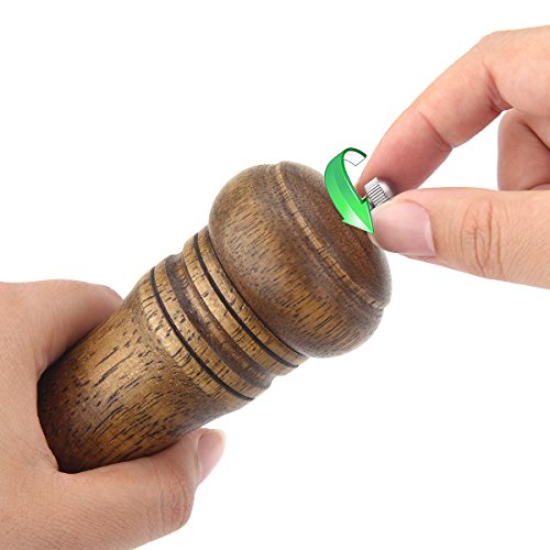 Casefashion Pfeffermühleset 2 Stück Gewürzmühler aus Echtholz für Peffer Salz Flieder Basilikum Eingebaute Keramik Messer - 4
