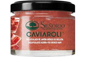 Caviaroli - Perlas de Aceite de Oliva Virgen Extra con sabor a Jamón Ibérico de Bellota - Perlas de Aceite Gourmet para Aliño o Decoración - 50 gramos.