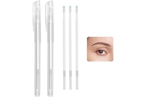 MARJORAMY Lot de 2 Marqueur de Peau, Stylo Marqueur Microblading, Feutre Peau Tatouage, Stylo Mapping Sourcils, Crayon Chirurgical, Avec 3 Recharges, Effacable, Pour Sourcils, Lèvres, Art Corporel (Blanc)