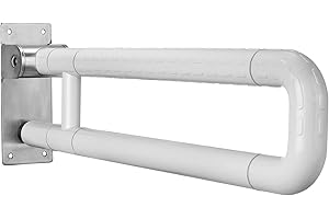 Ovshnrr 60cm Maniglione Bagno Disabili, Maniglione Ribaltabile Bagno per WC, Può sopportare 300-350 kg, Barra Disabili Bagno Maniglione di Sicurezza Antiscivolo per Anziani, Incinta (White, 60cm)