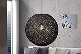 Geflecht in Sisal-Optik DuNord Design Hängelampe Hängeleuchte Pendelleuchte BOZZOLO schwarz 35cm Hanf Geflecht Kugel
