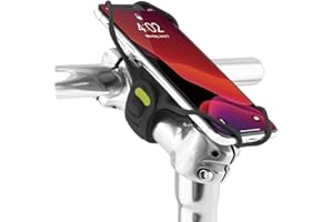 BONE Handyhalterung Fahrrad für Vorbau Befestigung, Stoßdämpfer Handyhalter Staße- Renn- und Tourenrad, Fahrrad Handyhalterung für Smartphone 4,7-7,2 Zoll iPhone Samsung - Bike Tie Pro 3 - Schwarz
