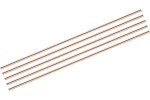 sourcing map 5 Pack Pure Copper Round Rod 4mm/0.16 Inch Diameter 300mm/12 Inch Length Solid Copper Rod Lathe Bar Stock for DIY Metal Craft Metal Working Hobbies
