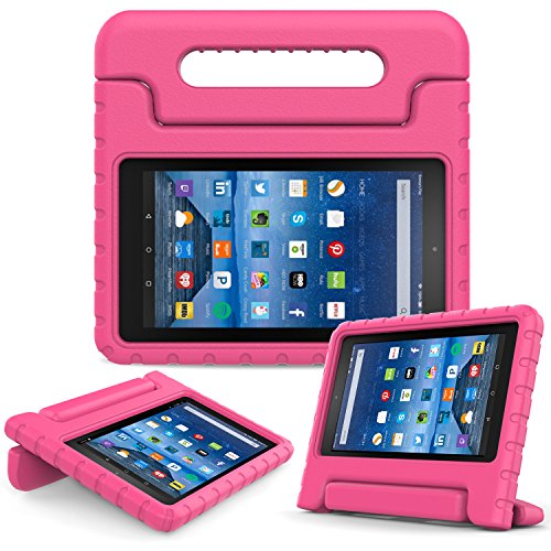 MoKo Fire 7 2015 Hülle - Superleicht EVA Stoßfest Kinderfreundlich Kinder Schutzhülle mit umwandelbarer Handgriff Handle und Standfunktion für Amazon Fire 7.0 Zoll (5. Generation - 2015 Modell), Magenta