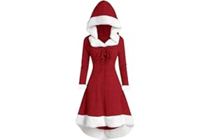 Sanaryun Damen Weihnachtskleid Winter Weihnachtspullover Mittelalter Vintage Kapuzenkleid Party Kleid Cosplay Weihnachtsabend Dress Karneval Kostüme