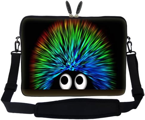 15 15.6 Inch Laptop Carrying Sleeve Bag Case with Hidden Handle &amp; Adjustable Shoulder Strap - Cute Porcupine Design