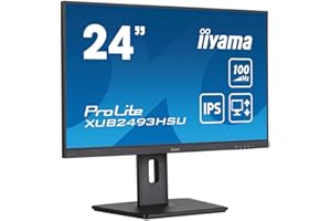 iiyama Ecran Prolite, XUB2493HSU-B7, 23,8" Ultra Mince, Dalle IPS, 1920x1080@100Hz, 1ms, 300cd/m², 1300:1, 1xHDMI, 1xDisplay Port, USB HUB, Haut-parleurs, Pied réglable + Pivot, TCO, i-Style Colour