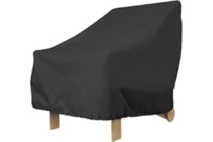 SHAOJIAN Garden Chair Covers Waterproof Heavy Duty 210D Oxford Fabric Outdoor Chair Covers Stackable Patio Chair Cover with Drawstring for Garden Lawn Stacking Chairs Armchair, Black 80x85x91cm (style A)