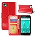 Produktbild pinlu® Premium Geschäfts Art Luxus PU Leder Etui Schutzhülle Für Wiko Sunny 2 Plus Lederhülle Flip Case Brieftasche Mit Stand Function Innenschlitzen Design Rot