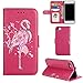 Produktbild Hülle für iPhone 7/8 Flamingo Glitzer, Misteem Elegant Luxus Motiv Cartoon Anime Flip Klapphülle für Apple iPhone 8/7 - Rote Rose