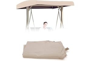 DFANCE 210D Oxford Cloth Patio Swing Top Cover with 4 Reinforced Corner Pockets,Outdoor Patio Swing Canopy Replacement Top Cover for Swing Seat 3 Seater Garden Hammock Cover,Beige