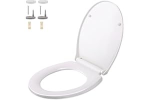 Himimi Seat WC Pokrywa uniwersalny zamek amortyzowany Tablet WC z szybkim uwolnieniem, plastik antybakteryjny biały, w kształcie litery U (45.2 x 39.29 x 6.2 cm)