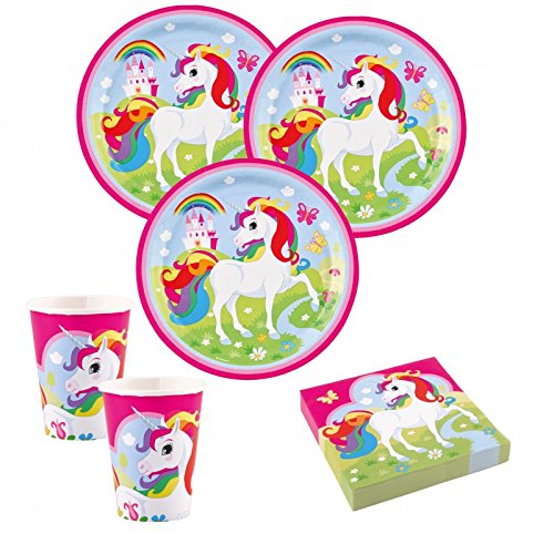 52 Teile Regenbogen Einhorn Party Deko Set für 16 Kinder