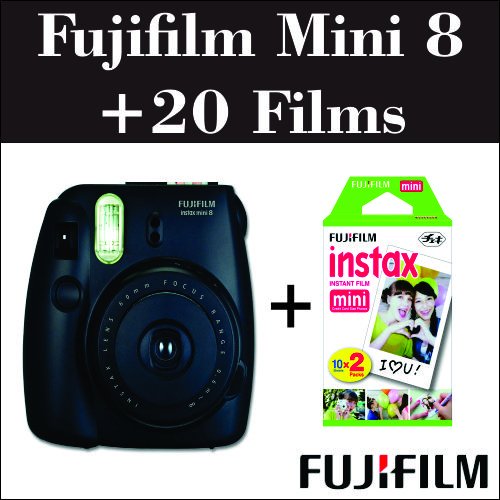 FujiFilm Mini 8 Black Instant Camera + 20 Film Kit