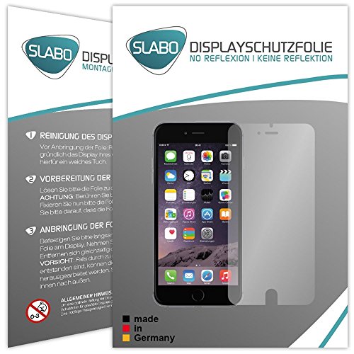 4 x Slabo Displayschutzfolie für iPhone 6S Plus Displayfolie Schutzfolie Folie Zubehör (verkleinerte Folien, aufgrund der Wölbung des Displays) "No Reflexion" MATT - entspiegelnd MADE IN GERMANY