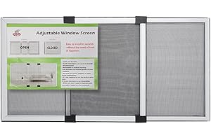 Flyzzz Adjustable Sliding Window Screen, Aluminum Frame Anti Mosquito Window Screen for Rolling Doors and Windows (19.68 Inches High by 28-55 Inches Wide, White)