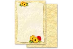 20 fogli di carta da lettera decorati Fiori & Petali GERBERA DIN A4 - Paper-Media