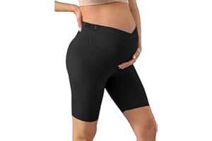 GroYolan Maternidad Pantalones Cortos,Leggings Premamá Cortos Embarazo,Ajustable Ropa Premamá Verano Mujer,Premamá Leggins Pantalones Cortos sobre el Vientre,Cintura Alta para hogar,Yoga,Deporte