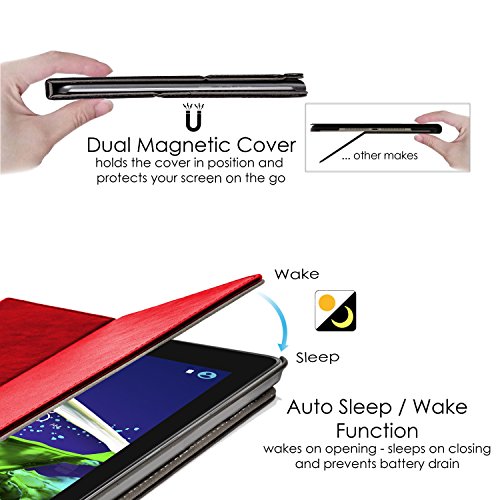 Forefront Cases® Lenovo Tab 3 8 / Tab 2 A8-50 Leder Hülle Schutzhülle Tasche Smart Case Cover Stand – Rundum-Geräteschutz und intelligente Auto Schlaf / Wach Funktion inkl. Eingabestift und Displayschutz - 6