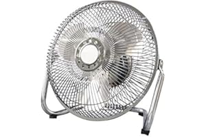 UBOON - Ventilador Mesa Sobremesa y Suelo, para Escritorio de Ordenador, Tamaño Compacto, SOPORTE Y ASPAS DE METAL, 3 velocidades, Metálico, Ventilador de Alta Velocidad 9"