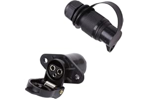ETUKER Enchufes de Remolque 3 Pines & Zócalo de Remolque 3 Pines, 12V Impermeable Conector Remolques Enchufe Remolque 3 Pines y Zócalo, Adecuado para Camión/Caravana/RV/Remolque(2 Puntos De Montaje)