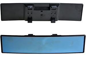 VOSAREA Auto Rückspiegel Weitwinkel Blau Glas Blendschutz Innenspiegel Large Vision 280mm Gebogener Spiegel (Schwarz)
