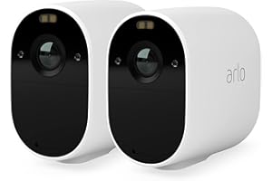 Arlo Essential Spotlight 2 Kameras WLAN Überwachungskamera aussen, kabellos, 1080p, Farbnachtsicht, Bewegungsmelder, 2-Wege Audio, kein Hub benötigt, mit Arlo Secure Testzeitraum, Weiß, VMC2230S
