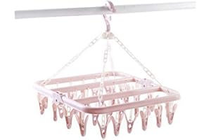 Zchui Etendoir Chaussette,Plastique Étendoir à Linge avec 30 Crochets Coupe-Vent,Cintre Pliant Style Moderne, pour Chaussettes, sous-Vêtements, Inserts de Chaussures, Etc