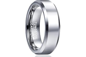 Cloyo Mens Silver Rings 4mm/6mm/8mm Tungsten Wedding Ring High Polished Comfort Fit Size J 1/2 to Y