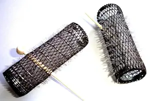 2 Pack HAIR STYLING BRUSH ROLLERS & PINS Hair Curlers 7/8 x 3 Bristles (12 Rollers)