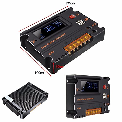 MOHOO 20A 12V-24V Solar Panel Regler Laderegler Intelligente Heim Verwenden PWM & WPC-Modus LCD Display Solarladeregler Mit USB Geeignet für Haus, Industrie, Gewerbe, Boot, Auto usw.# - 6