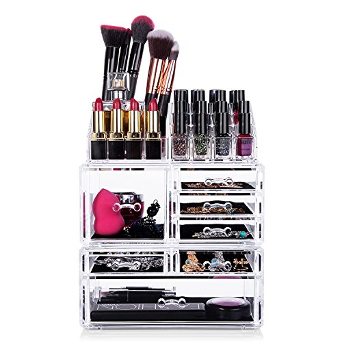 HBF XXL Make Up Organizer Kosmetik Aufbewahrung Organizer – 5 Ebenen 7 Schubladen aus transparentem Acryl von besonderer Qualität - 2