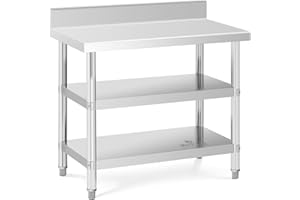 Royal Catering Mesa de acero inoxidable para cocina RCAT-100/60-SPS3SH (Acero inoxidable, Capacidad de carga: 199 kg, 100 x 60 x 16.5 cm)