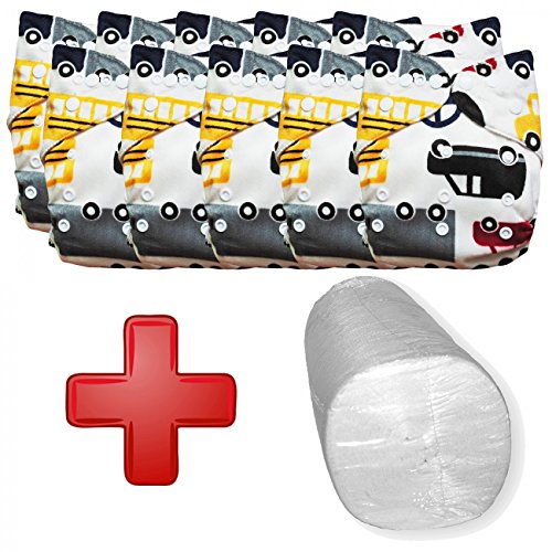 Preisvergleich Produktbild Baby Vivo Baby Bambus Windel Stoffwindel Babytuch Kinderwindel Windel Bambuswindel Mehrzweck Windel Waschbar Wiederverwendbar mit 2 Einlagen - 10er Set - Cars