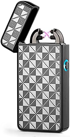 Aokvic Arc Lighter Rechargeable USB Electronic Lighters Dual Arc Beam Cigarette Lighter Cigar Lighter No Gas Flameless Windproof (Black) (Black Plaid)