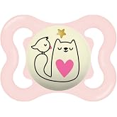 MAM Supreme Baby Pacifier 2-6 Months, Bright Pink, 1 pc | With Ventilated Shield that Glows in the Dark, Extra Thin and Flexi