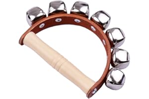 HUIOP Handbell Hand Bells con 7pcs Jingle Bells Mango de madera Instrumento musical de para clase de música,Tambourine Instrument