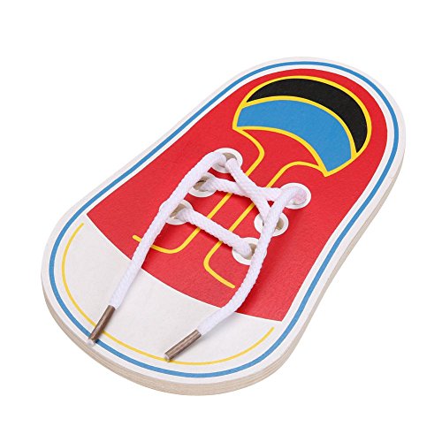 Preisvergleich Produktbild TOOGOO Kinder Montessori Lernspielzeug Kinder Holzspielzeug Kleinkind Schnuerung Schuhe Fruehe Bildung Montessori Lehrmittel